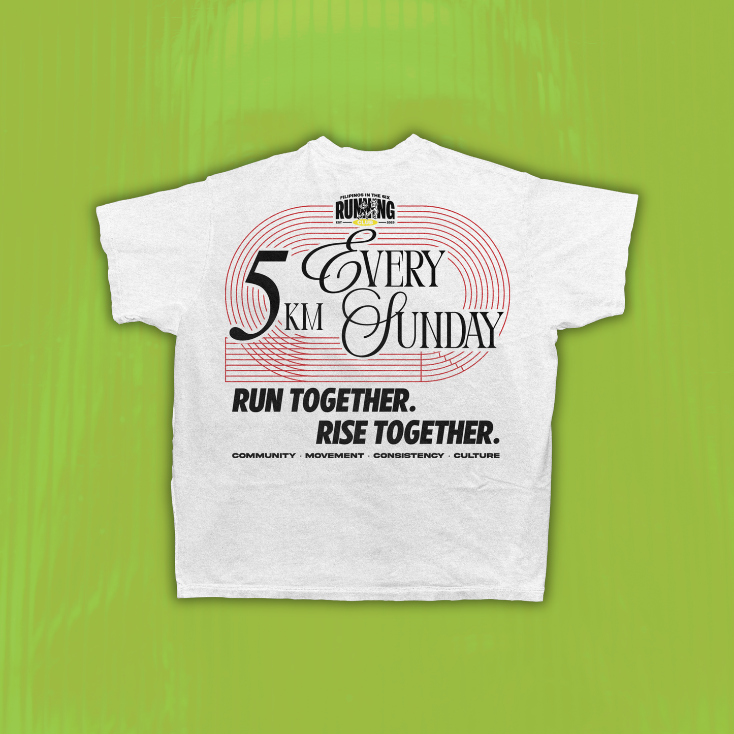 2026 Filipinos in the 6ix Run Club T-Shirt Black & White Official Merch