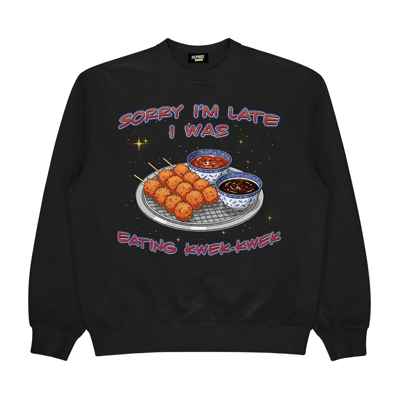 EATING KWEK - PULLOVER CREWNECK SWEATSHIRT-Black