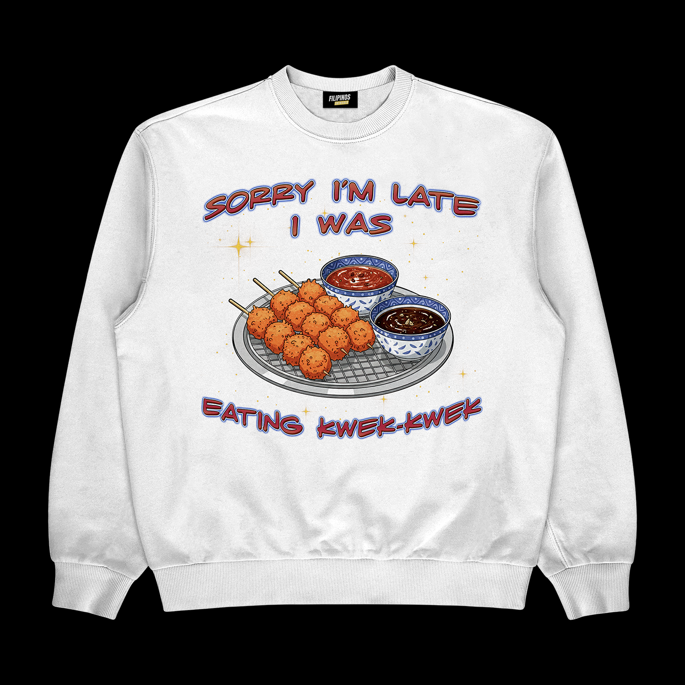 EATING KWEK - PULLOVER CREWNECK SWEATSHIRT-White