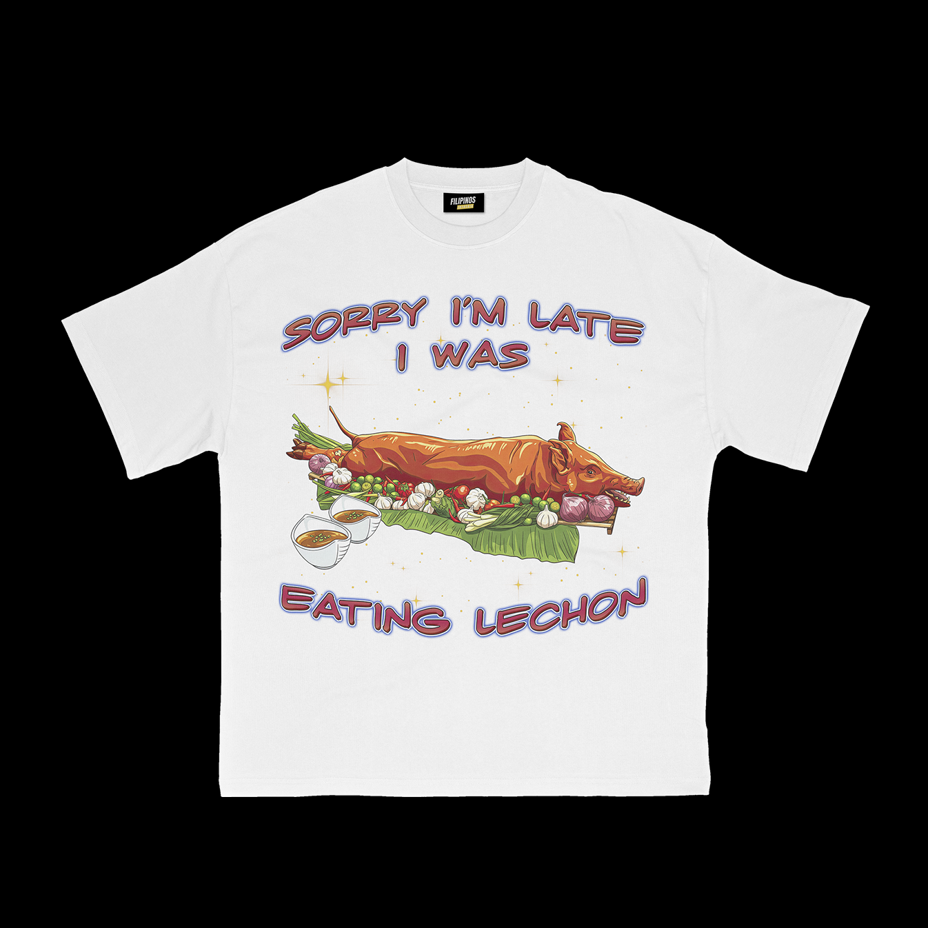 EATING LECHON FILIPINO FOOD BLACK T-SHIRT