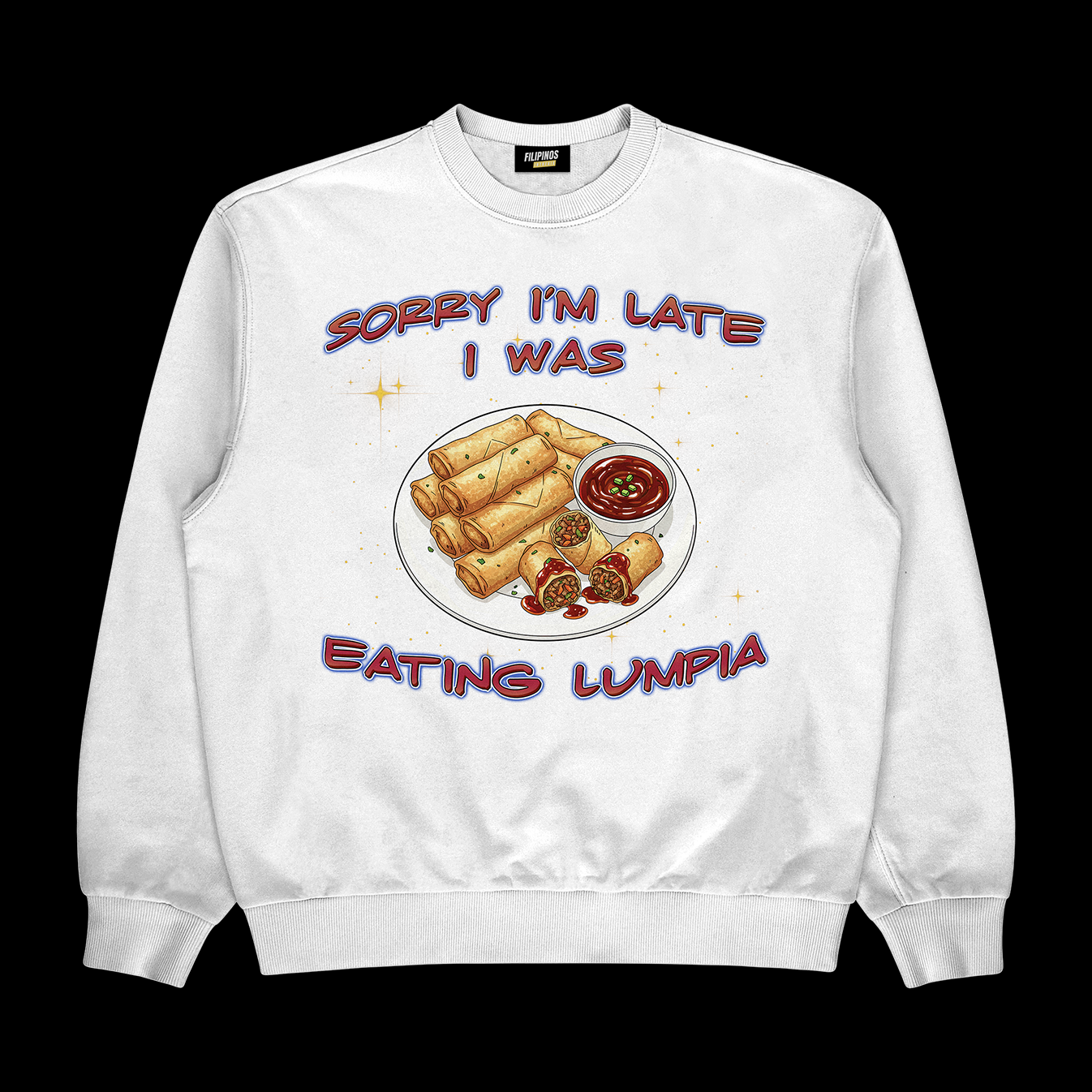 EATING LUMPIA - PULLOVER CREWNECK SWEATSHIRT