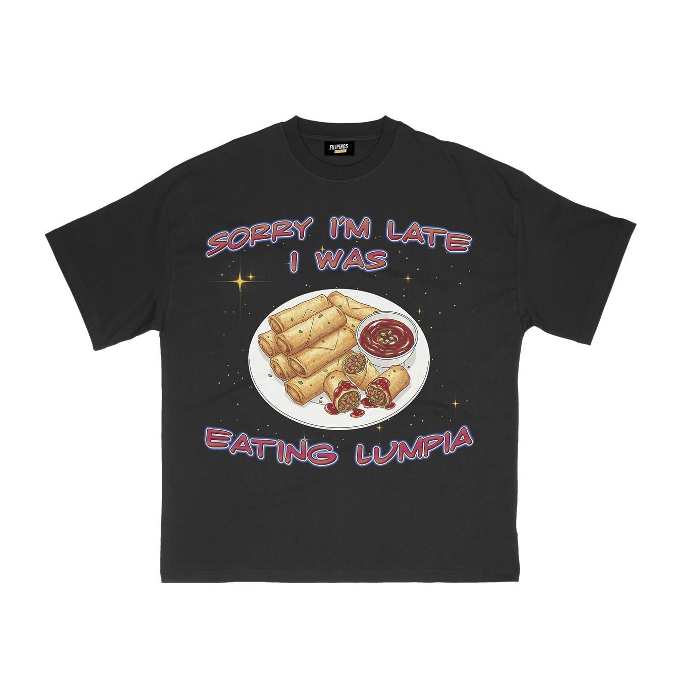 EATING LUMPIA FILIPINO FOOD BLACK T-SHIRT