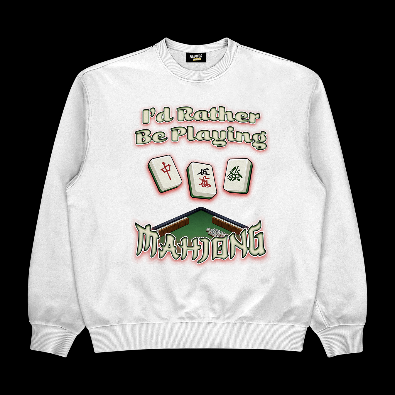 I'D RATHER BE PLAYING MAHJONG - PULLOVER CREWNECK SWEATSHIRT