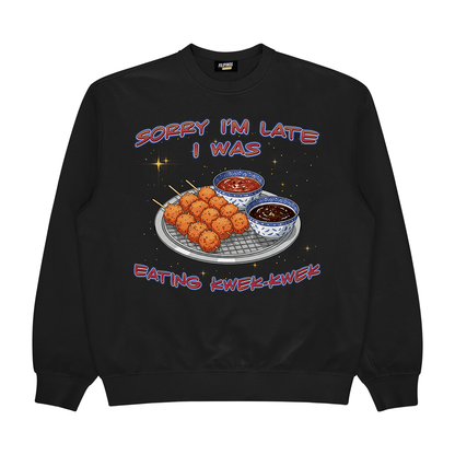 EATING KWEK - PULLOVER CREWNECK SWEATSHIRT-Black