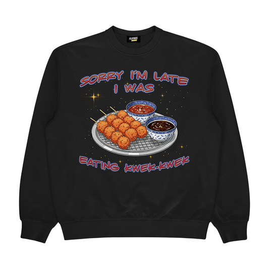 EATING KWEK - PULLOVER CREWNECK SWEATSHIRT-Black