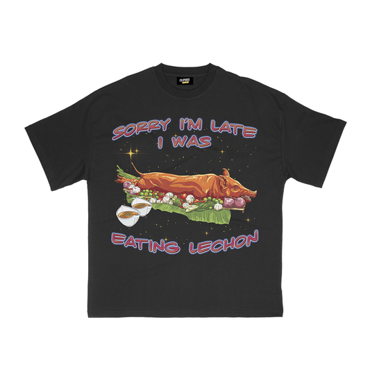 EATING LECHON FILIPINO FOOD BLACK T-SHIRT