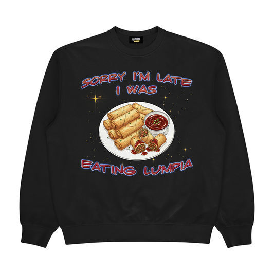 EATING LUMPIA - PULLOVER CREWNECK SWEATSHIRT