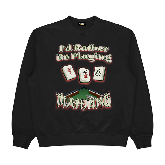 I'D RATHER BE PLAYING MAHJONG - PULLOVER CREWNECK SWEATSHIRT